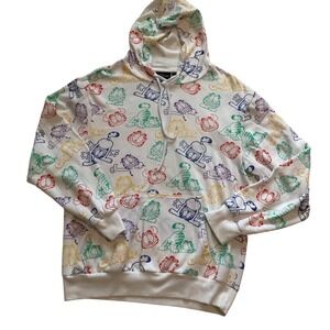Nickelodeon Garfield Hoodie Multicolor‎ Print White Pullover Unisex Size M